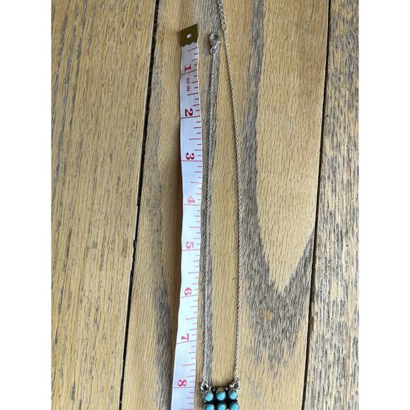 Turquoise Sterling Cluster Bar Necklace Southwestern Native Style Rectangle - Picture 8 of 11